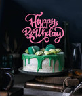 Happy Birthday Cake Topper pink Glitter Birthday Sign Cake Decorations   annive   