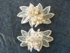 Shoe Clips Embellishments Lot Of 6 Vintage White Sequin-navy   White And White