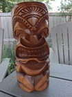 Hawaiian Hand Carved Wood Tiki Totem Statue Figurine Wooden Carving 8 5  Tall 