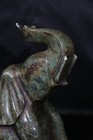 Hand Carved Green Serpentine Elephant Statue - Trunk Up  jade  Verdite Style 