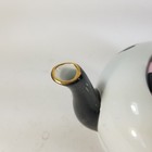 Nordstrom Signed R  Toledo Black  White  Pink Checkered Ceramic Tea Pot 