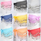 Us Belly Dance Hip Skirt Scarf Wrap Belt Hipscarf With Silver Coins Free Ship