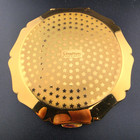 Vintage Stratton Black Enamel     leaves Ruffled Gold Plated Compact 3 25 