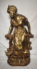 Antique Marcel Debut  french 1865-1933  Bronze 27  Sculpture Woman On Fencepost