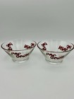 Vintage Set Of 2 Popcorn Bowls Glass Mid Century Mod Graphic 1970   s Wheaton