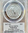 2017-p  25 Palladium Eagle Pcgs Ms70  First Day Of Issue  Signed