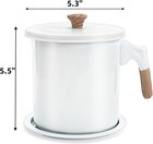 White Bacon Grease Container Strainer 1 4l 48 Oz Kitchen Oil Storage Saver Pot