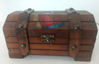 Vintage Pirate Treasure Chest Trunk Jewelry Wood Box Storage Rustic Spanish Art