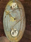 Antique Vtg Art Deco Victorian Brass   Glass Flush Mount Ceiling Fixture  2 Bulb
