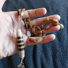 Tibetan Agate   Jade Pre 1800s 4 Line Dzi Bead  Prayer Necklace