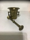Vintage Antique Brass Or Bronze Double Handled Mortar   Pestle 