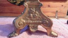Antique Converted Solid Brass Altar Candlestick Lamp Ornate Cherub Motif 3 Legs