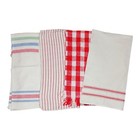 Vtg Startex Farmhouse Kitchen Tea Dish Towel Red White Checked Striped Country