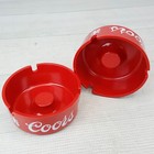 Vintage Coors Beer Red Plastic Cigarette Ashtray 3 75  Set Of 2 Bar Man Cave