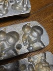 Antique Toy Candy Molds   Cast Metal 3 Santa   Separate Unhinged Halves