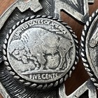 Indian Head Buffalo Coin Collectors Silver Tone Vintage 1997 Ejc Belt Buckle