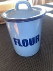 Blue Flour  Enamel Over Metal Kitchen Canister Enamelware Jar Vintage 6    5