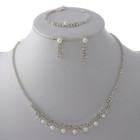 Silver Tone Metal Rhinestone Necklace Earring Bracelet Set S20812-swh