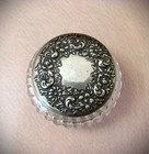 Antique Lead Crystal Vanity Jar With Sterling Silver Lid