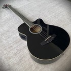 Black Acoustic Electric Bass Guitar  Short Scale With Rosewood Fretboard  Gigbag
