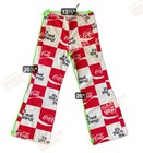 Vintage 70s Coca-cola All Over Print Bell Bottom Draw String Pants