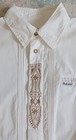 Stockerpoint Costume Shirt Size L With Tucks And Embroidery White Long Sleeve Cotton