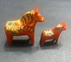 Vntg  Baby   Mama Swedish Dala Horses Hand-carved   Hand-painted Wooden Figurine