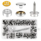 Cenoz 150 Pcs Canvas Snap Kit Tool  Metal Screws Snaps One Size  Silver 