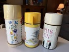Vintage 60   s Metal Thermos Set Of 3 Campus Queen  Junior Miss  Little Dutch Miss