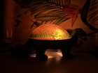 Vintage Glass Turtle Dinosaur Night Light Lamp Amber Green Shell Works     Retro A