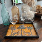 Ortigia Sicilia Zagara Lacquer Tray  Medium 11 5     9    Leopard Palm Design
