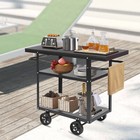 Rolling Bar Cart Industrial Mobile Serving Cart Kitchen 3 Tiers Storage Trolley