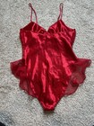 Vintage Victoria   s Secret Gold Label Satin Teddy Lingerie Bodysuit 80s Ruffle S