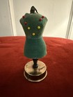 Vintage Green Sewing Form Mannequin With Needle Holder And Tape Measure