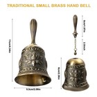 Super Loud Solid Brass Hand Call Bell Lotus Polished Vintage Metal 