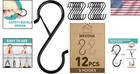 12 Pcs Heavy Duty S Hooks With Locking Clip - Rust Resistant Metal Design