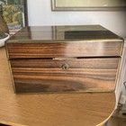 Antique Early Victorian Brass Coromandel Wood Ladies Box Velvet Bramah 2 Restore