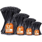 Zip Cable Ties Assorted Sizes 4    6    8    12     Heavy Duty Nylon Black Uv Resistant