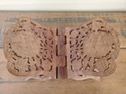 Vtg Hand Carved Wooden Folding Bible Cookbook Book Display Holder Wooden Stand 