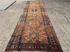 3x11 Antique Heriz Runner Rug Handmade Vintage Rust Old Geometric Blue Long 3x10