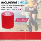 3 Roll 5 5yd X 3in Kinesiology Tape Adhesive Sport Tape Purple red brown