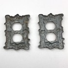 Lot Of 2 At   Hc 60d Metal Outlet Cover Brass Color Rose Design Vintage W  Wear