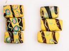 Tabular Venetian Millefiori African Trade Beads In Yellow  Blue And Black  crbm_