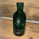 Vintage Green Ribbed Pattern Glass Bottle Hand Blown