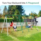 700lb Heavy Duty Swing Set W 2 Swings   Metal Frame Kids Backyard Swingset Play