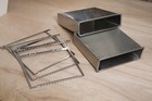 2 Stainless Steel 8x10 Film Developing Tanks   3 8x10 Film Hangers