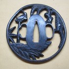 Japanese Copper Sukashi Tsuba Bird   Plants Design Sword Guard With Box
