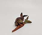 Vintage Fritz Bermann   Austrian Bronze Bunny Rabbit W Carrot Figurine 2 x1-1 4 