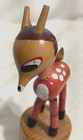 Vntg Deer Push-up Puppet Toy Collapsible Wood Brown   White 4 