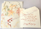 Vintage Thanksgiving Card For Mom And Dad Hallmark Embossed Birds Autumn Leaves